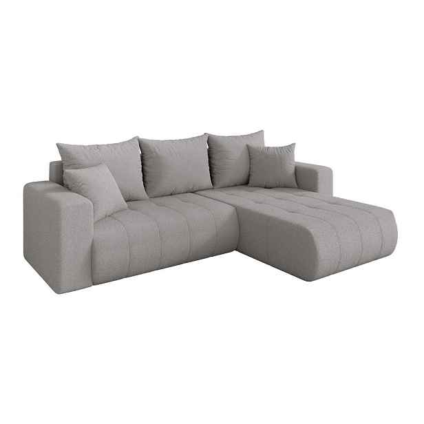 ALTDECOR ROHOVÁ SEDAČKA s funkcí spaní, otoman vpravo MILA-L 277x194x86 světle šedá bouclé
