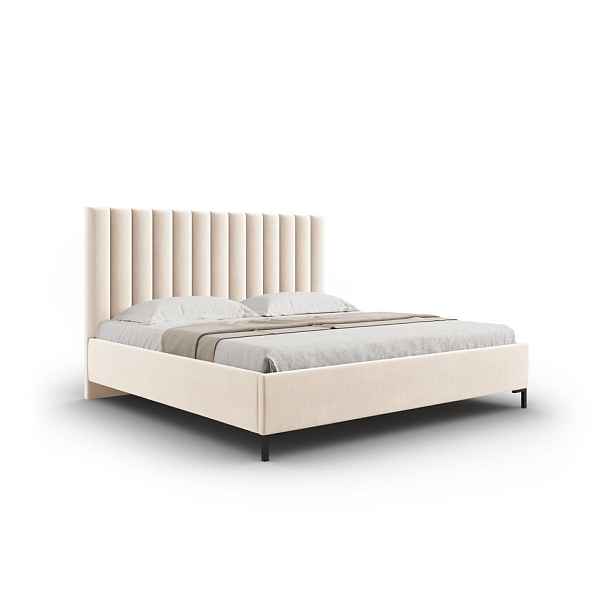 Béžová čalouněná dvoulůžková postel s úložným prostorem s roštem 140x200 cm Casey – Mazzini Beds