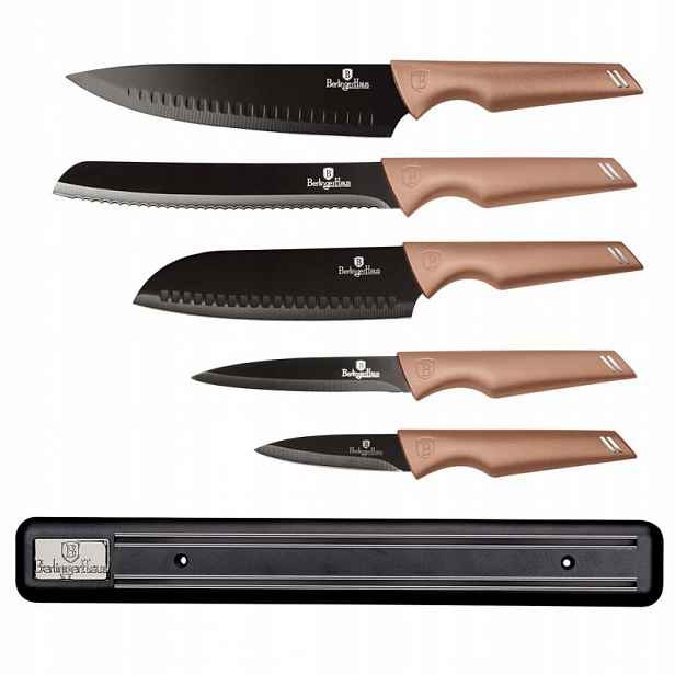 BH-2697 – Sada nožů 6 ks magnetický věšák Berlinger Haus Rose Gold