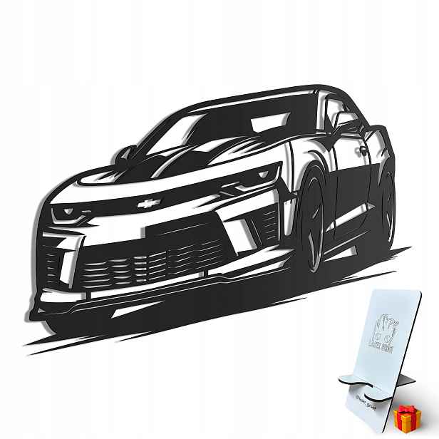 Dřevěný 3D obraz Chevrolet Camaro Nástěnná Dekorace Dárek XL