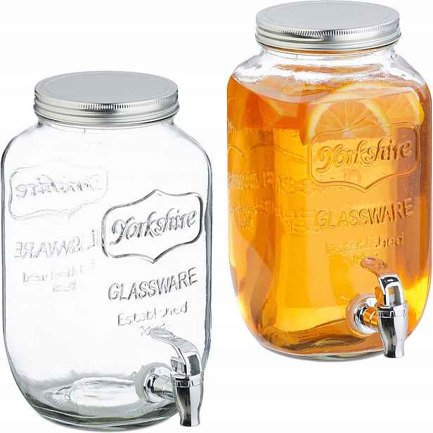 Sada 2× Dávkovač Na Nápoje 3,5 L – Skleněné Sklenice Kohoutek Víko Vintage