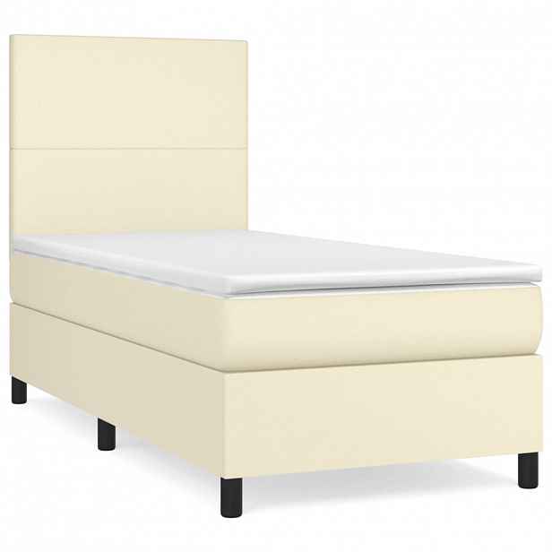 vidaXL Box spring postel s matrací krémová 80 x 200 cm umělá kůže