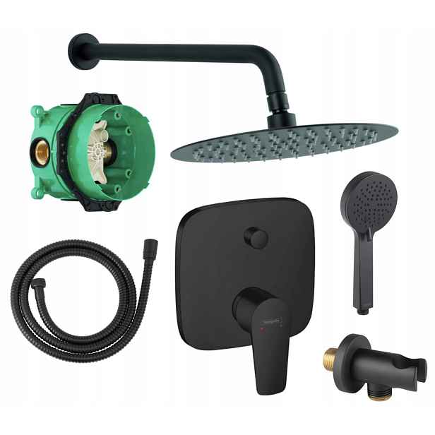Kulatý Sprchový Set 6 V 1 S Vanovou A Sprchovou Baterií, Černý
