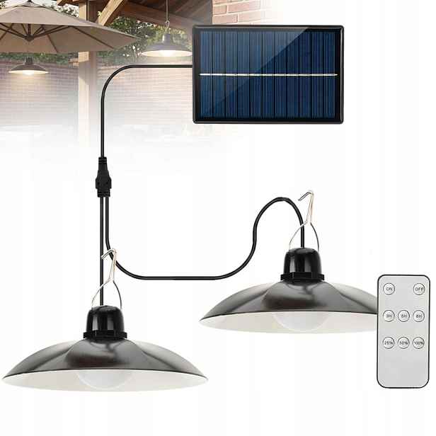 Solární Lampa 2x Led závěsný zahradní venkovní panel Ovladač