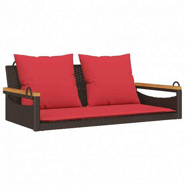 vidaXL Houpací lavice s poduškami hnědá 109 x 62 x 40 cm polyratan