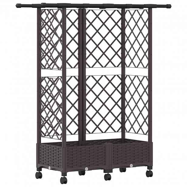vidaXL Vyvýšený záhon s treláží a střechou Hnědá 124 x 40 x 127 cm PP