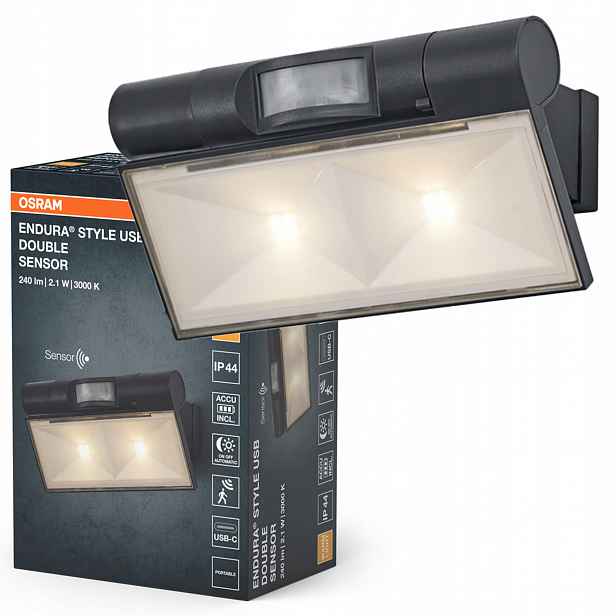 Zahradní nástěnné svítidlo Led Fasádní lampa Snímač pohybu 2.1W 180lm 3000K IP44