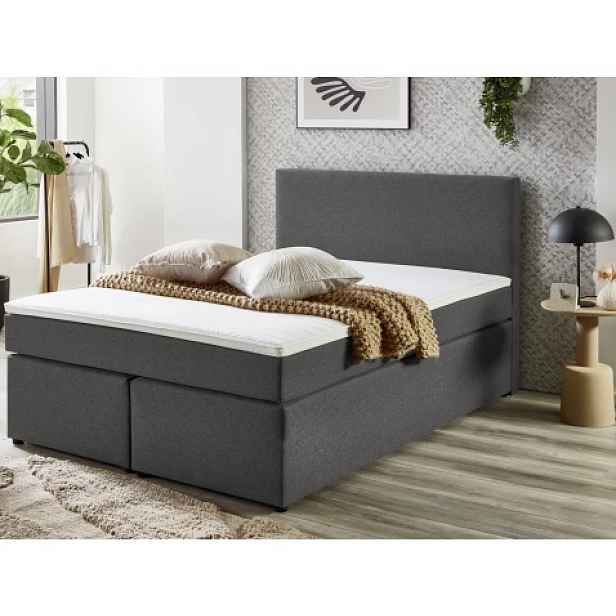 Postel boxspring Aston 120x200 cm, středně šedá látka