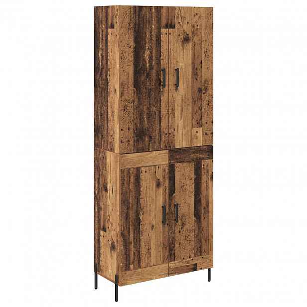 vidaXL Vysoký bufet Staré dřevo 69,5 x 34 x 180 cm Kompozitní dřevo
