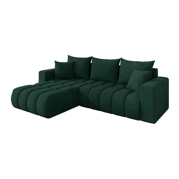 ALTDECOR ROHOVÁ SEDAČKA s funkcí spaní, otoman vlevo MILA-L-v1 277x195x86 zelená velur