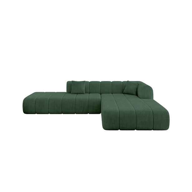 ALTDECOR ROHOVÁ SEDAČKA s otomanem, pravá BILA-L 289x176x71 Zelená Manšestr