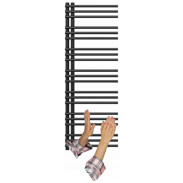 Koupelnový Radiátor Černý Žebříkový 140x50 cm Moderní Otopné Těleso Milo
