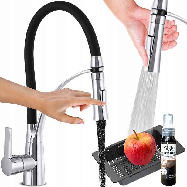 Kuchyňská Baterie S Flexibilním Dlouhým Výtokem, Dřezová, Stříbrná, Kohoutek 7v1