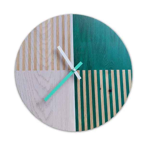 ModernClock Nástěnné hodiny Oak Belt hnědo-bílé