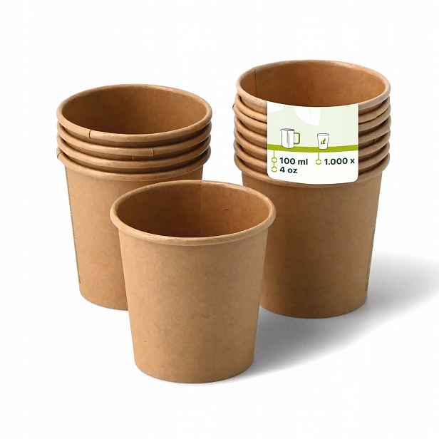 Papírové kelímky 100 ml kraft Ø62 mm 4oz 1000 ks Bio espresso