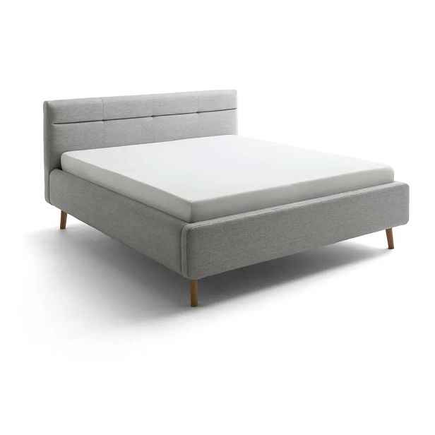 Šedá čalouněná dvoulůžková postel s úložným prostorem s roštem 160x200 cm Lotte – Meise Möbel