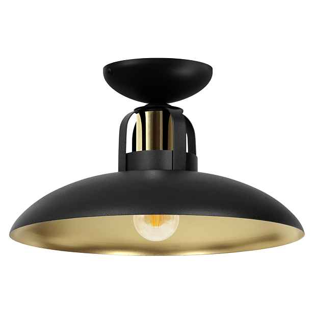 Stropní svítidlo industriální černá, zlatý interiér 1xE27 60W Milagro
