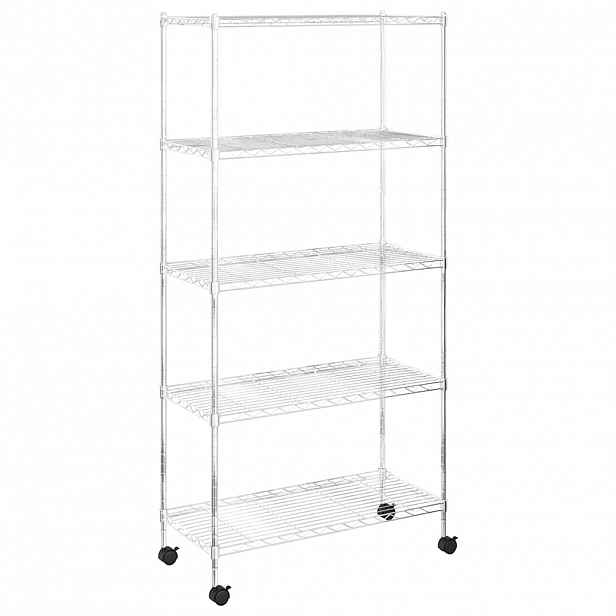 vidaXL Úložný regál 5 polic 75x35x155 cm s kolečky chromovaný 250 kg