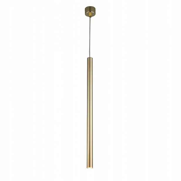 Závěsná lampa Lungo Jednotlivá Zlatá Převis Trubka Minimalistická Tuba 1xG9