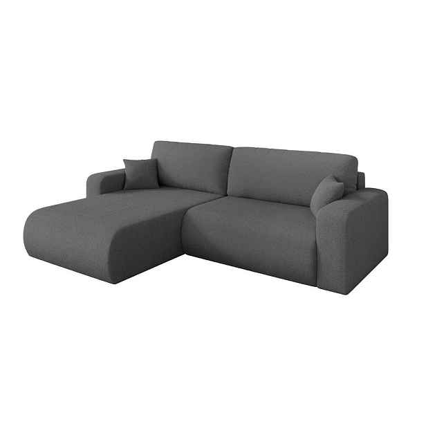 ALTDECOR ROHOVÁ SEDAČKA s funkcí spaní, otoman vlevo BERY-L 276x193x88 šedá bouclé