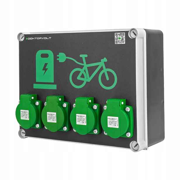 Nabíjecí stanice pro elektrokola 4x230V Schuko IP54, nabíječka