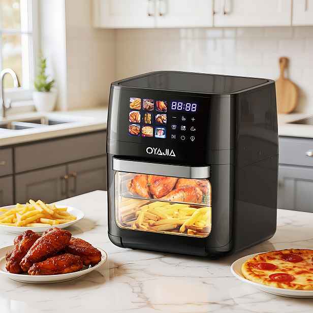 TEMU Velká horkovzdušná fritéza 15 l, 9v1 kombinovaná toustovačová trouba s okénkem pro rodinu, horkovzdušná fritéza s digitálním displejem, výkon