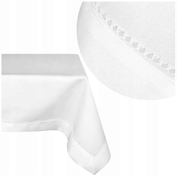 Ubrus Skvrnitý Elegantní s Merežkou Hladký Bílý 140x300