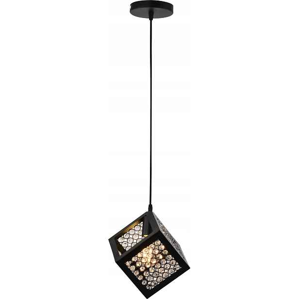 Vargo závěsná lampa černá s krystaly 1xE27
