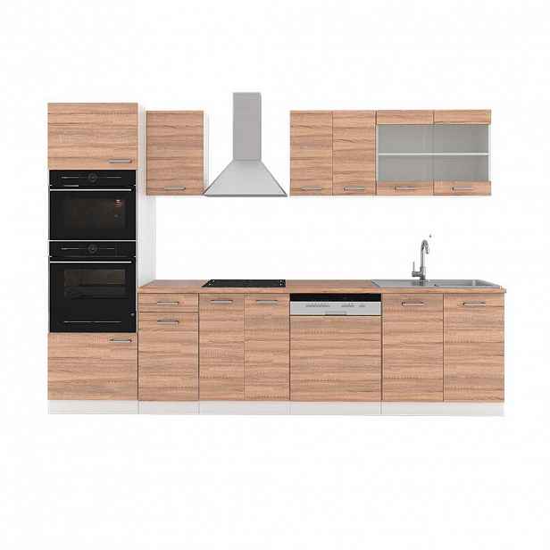 Vicco KUCHYŇSKÝ KOUT R-Line Sonoma 300 cm s vysokou skříní, PD Dub