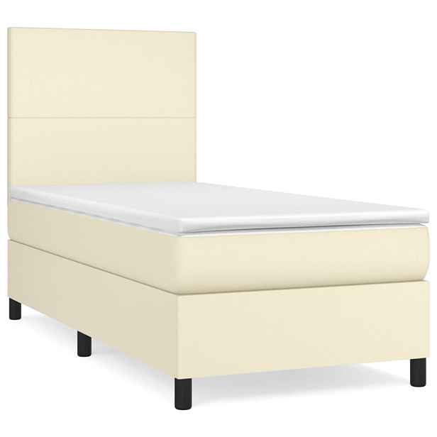 vidaXL Box spring postel s matrací krémová 90x200 cm umělá kůže