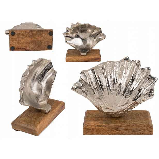 Dekorativní figurka, dřevěný podstavec, mušle, 17 cm
