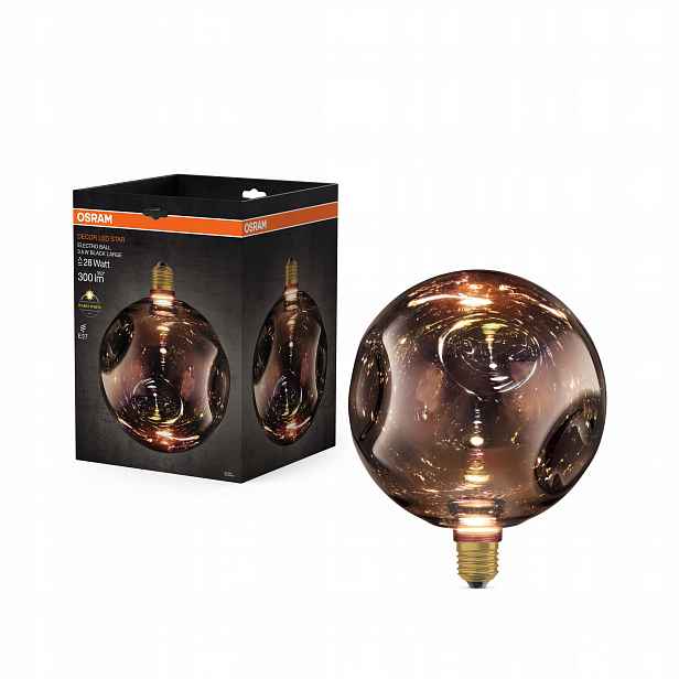 Led žárovka E27 Kula 3.5W 300lm 2700K Černá Dekorativní Electro Glass L
