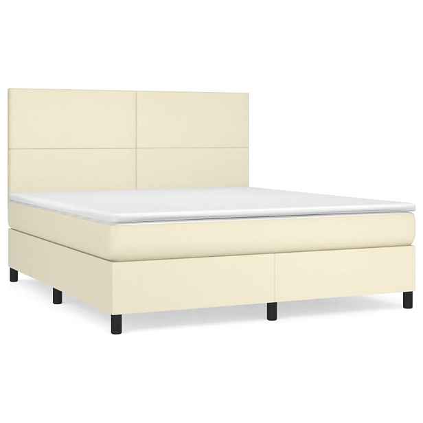 vidaXL Box spring postel s matrací krémová 180x200 cm umělá kůže