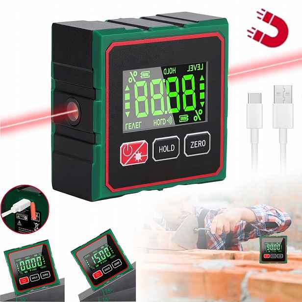 Digitální Úhloměr Elektrická, Stavební, Truhlářská, Magnetická Vodováha LCD