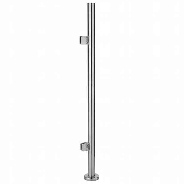 Startovací sloupek 110 cm pro skleněné zábradlí, nerezový, Satén, 2 úchyty
