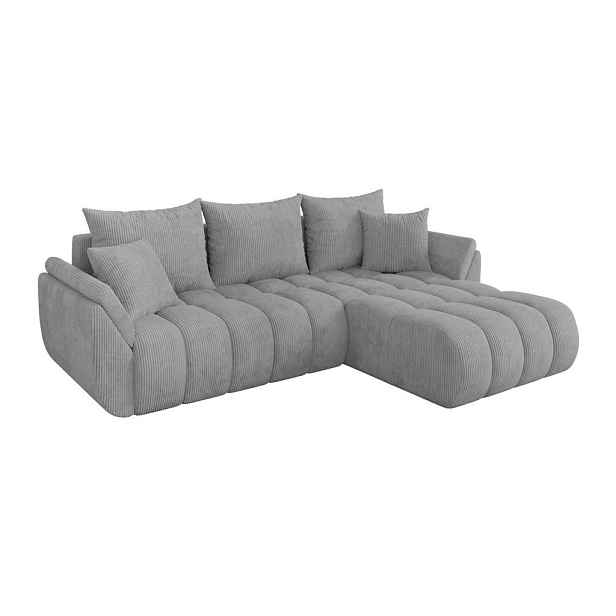 ALTDECOR ROHOVÁ SEDAČKA s funkcí spaní, otoman vpravo TOKO-L-v1 277x194x86 šedá manšestr