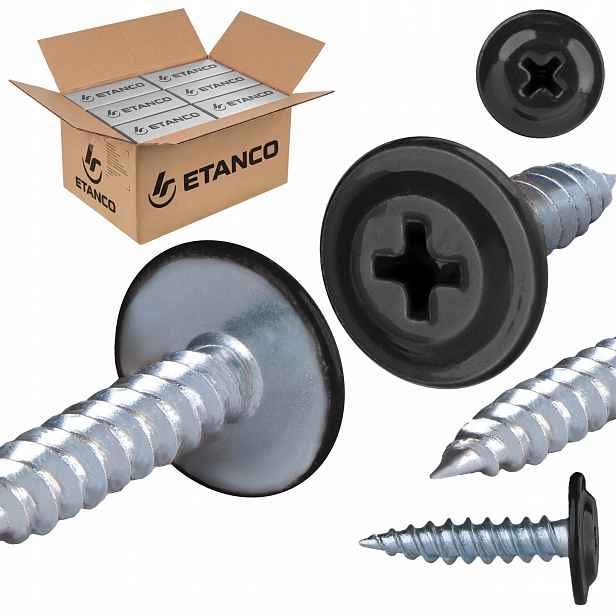 Podložkové vruty do dřeva 4,2 x 25 mm Ral 9005 2000 ks Etanco Gm-s