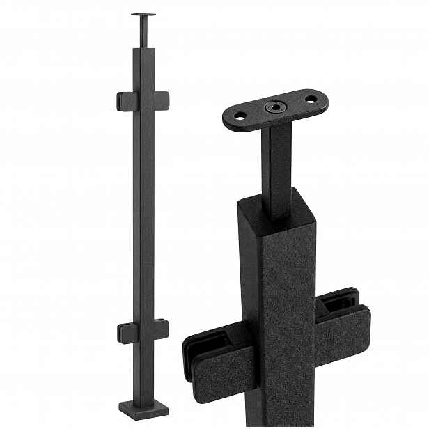 Průchozí sloupek pro skleněné zábradlí 110 cm 40x40 Černá Loftová Struktura
