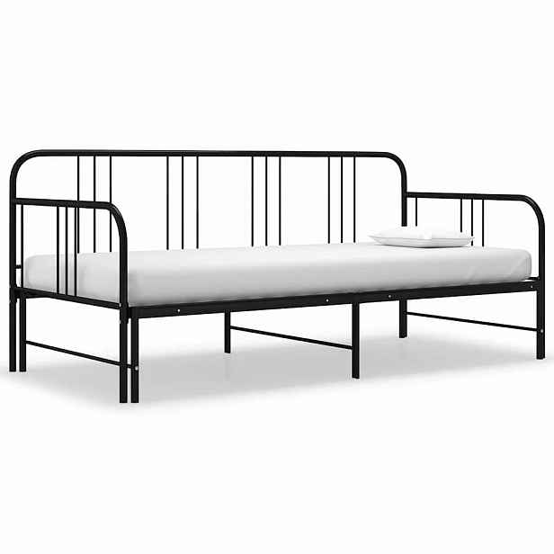 vidaXL Rám vysouvací postele/pohovky černý kov 90 x 200 cm