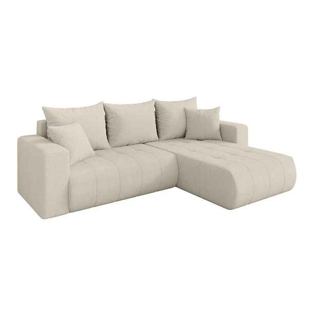 ALTDECOR ROHOVÁ SEDAČKA s funkcí spaní, otoman vpravo MILA-L 277x194x86 béžová bouclé