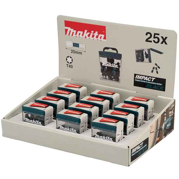 Šroubováky Impact Black T40 Makita E-12669-12 25 mm, 25 ks x 12sada.