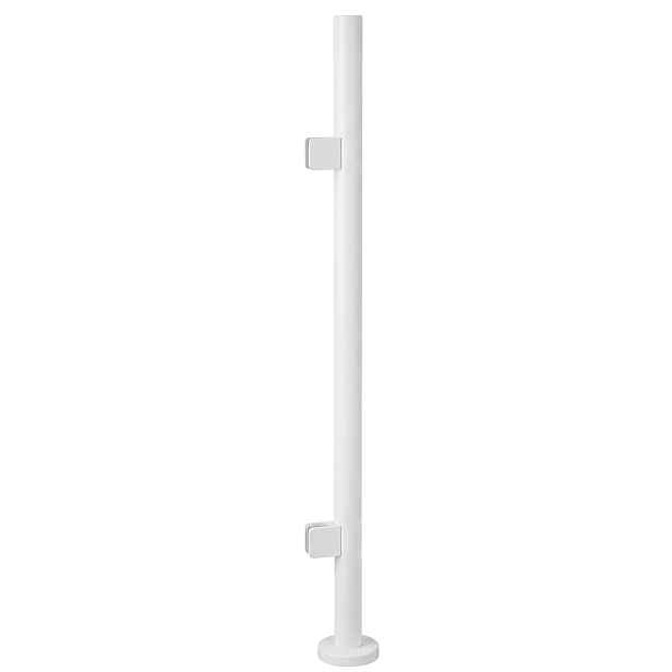 Startovací sloupek 100 cm pro skleněné zábradlí 42 mm Bílý 2 držáky Loft