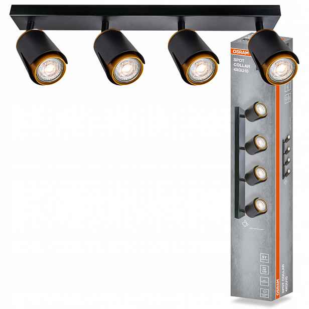 Stropní Svítidlo Nástěnné svítidlo s pohyblivým bodovým reflektorem 4x GU10 Osram