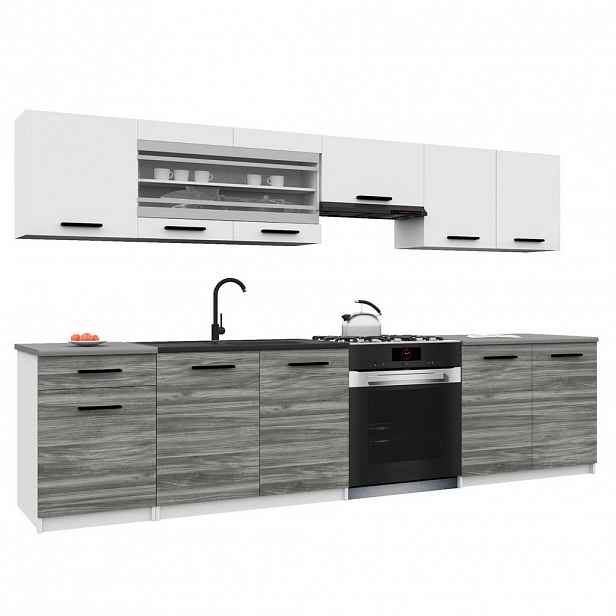 B BELINI GROUP KUCHYŇSKÁ LINKA Italia 4 260 cm, s pracovními deskami, Bílo-šedá Glamour matná