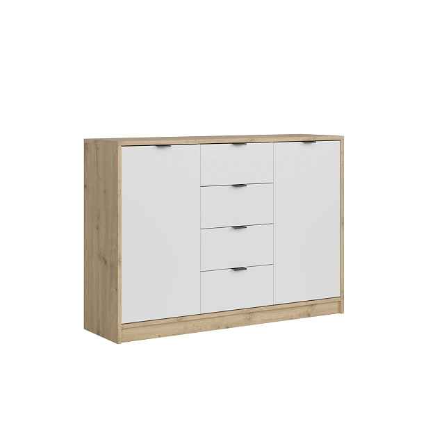 BAGOR komoda KOM2D4S, dub artisan/bílá