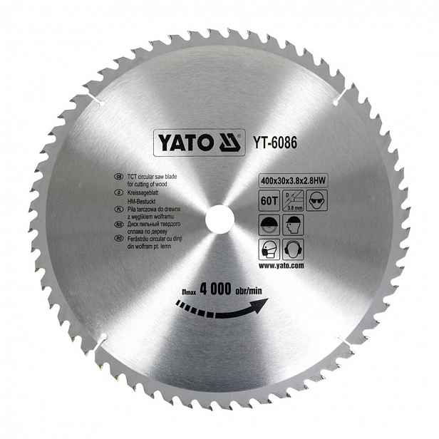 Pila kotoučová na dřevo Yato YT-6086 400x30x2,8 mm 60T s vidlicí