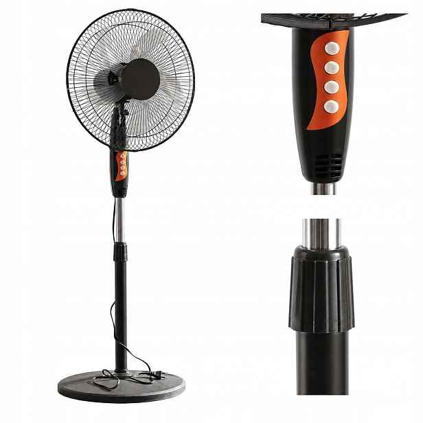 Podlahový ventilátor Lewer s nastavitelným oscilačním výkonem 50 W, černý