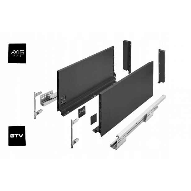 Šuplík Gtv Axis Pro Vysoká L550 H167 Černá S Tlumením Dovírání Plný Výsuv 500C2