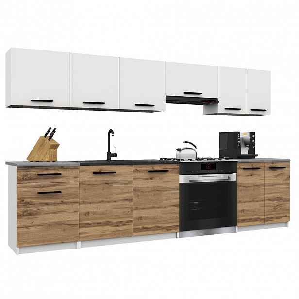 B BELINI GROUP KUCHYŇSKÁ LINKA Italia 2 240 cm, s pracovními deskami, Bílo-zlatohnědá matná