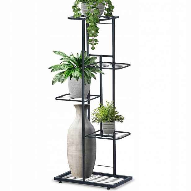 Držák Na Květináč kovový, černý, 5-úrovňový, 96 cm